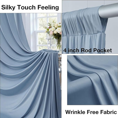20ftx10ft Wrinkle Free Dusty Blue Backdrop Curtains - Image 2