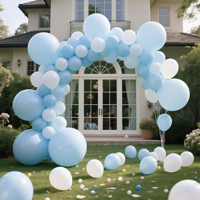Pastel Blue Latex Party Balloons 10 Pack 36 inch Round Light Blue Balloons - Image 4