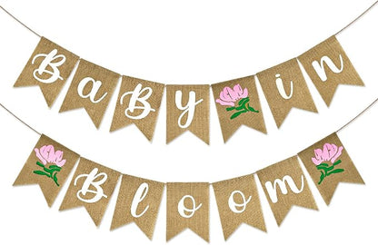 Anwyll Burlap Baby in Bloom Banner NO DIY Baby Shower Decoration Banner Floral by Anwyll