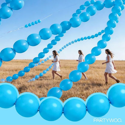 PartyWoo Light Blue Linking Balloons 100pcs 12 Inch Blue Link Balloons | - Image 7