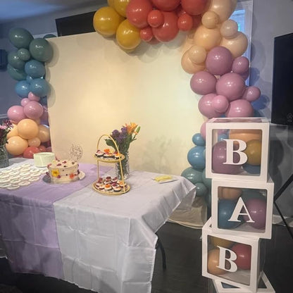 60pcs Boho Rainbow Balloons Assorted Colors Dusty Slate Blue Blush Pink Mustard - Image 7