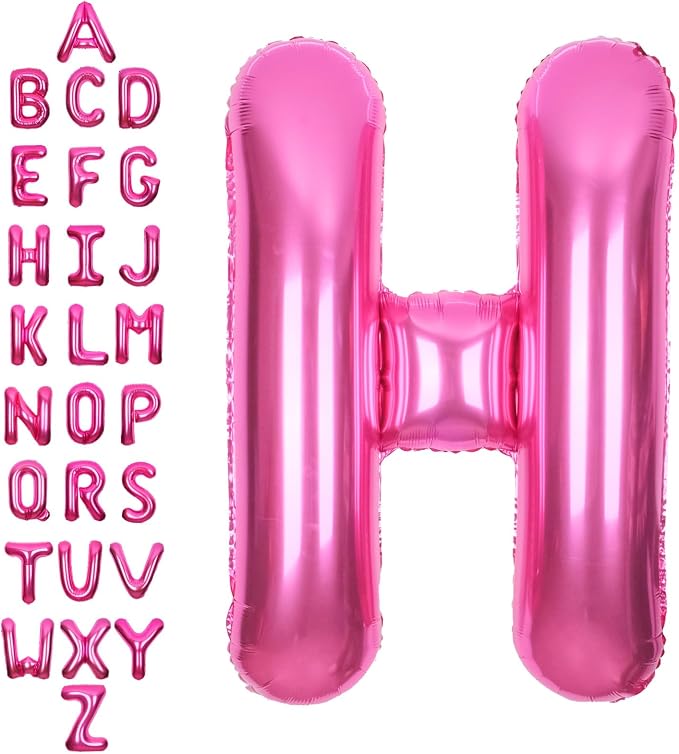 SUWEN 40 Inch Hot Pink Large H Letter Balloons Big Foil Helium Letter A-Z | by SUWEN