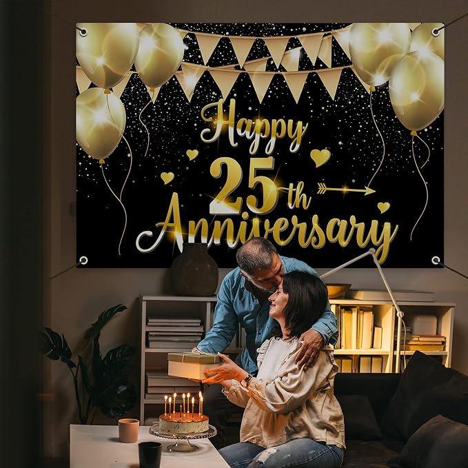 HAMIGAR 6x4ft Happy 25th Anniversary Banner Backdrop - Image 7