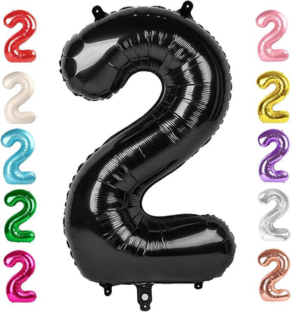 2 Balloon Numbers Birthday Decorations, 40In Black Balloons by Mluchee