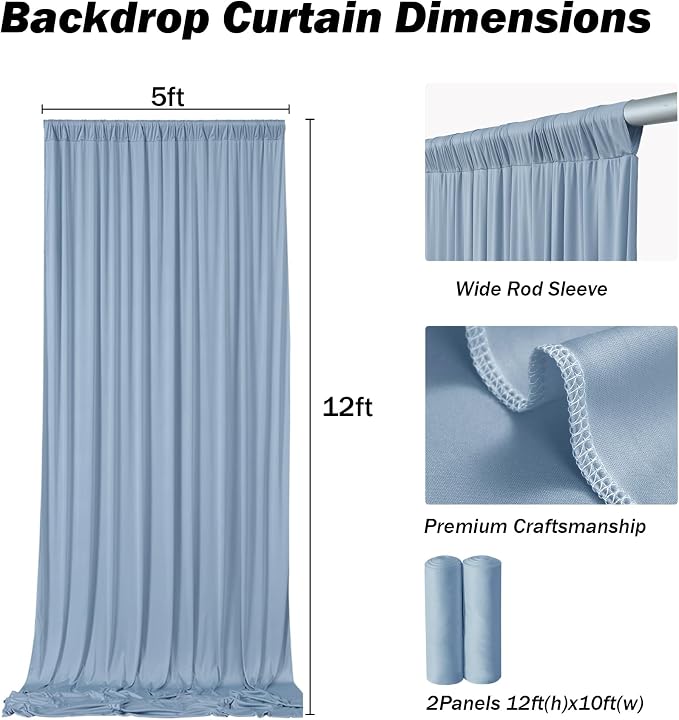 10ft×12ft Dusty Blue Backdrop Curtains - Image 7