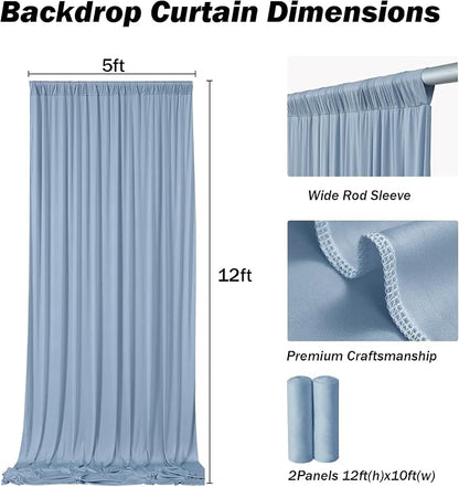 10ft×12ft Dusty Blue Backdrop Curtains - Image 7