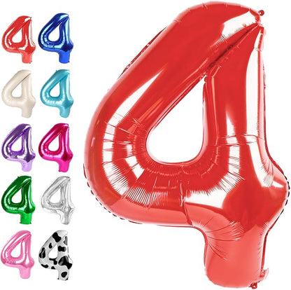 Red Number 4 Balloon 40 inch, Balloon numbers party supplies, deco photo shoot by Upgesy