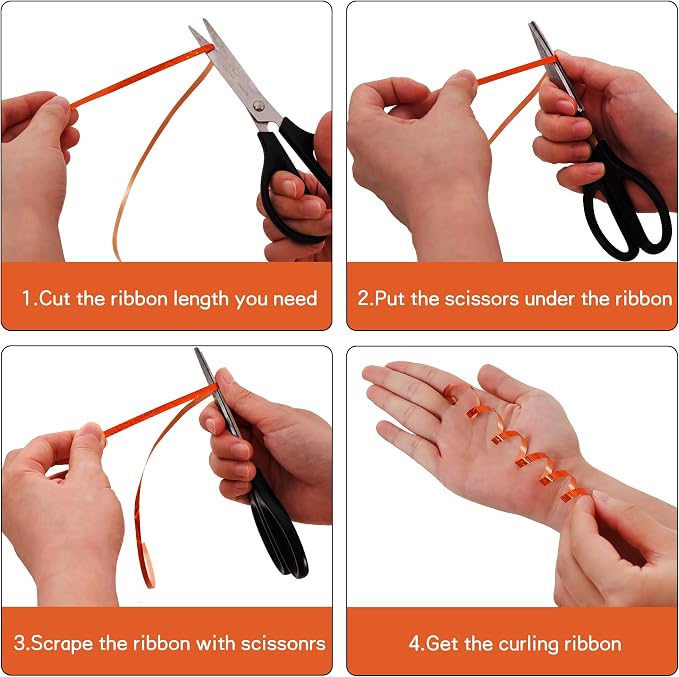 BEISHIDA 500 Yards Orange Ribbon Crimped Curling, Balloon String Shiny Metallic - Image 3
