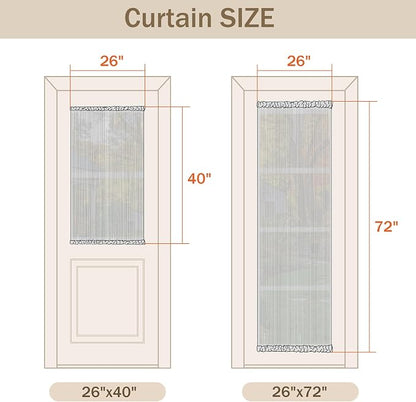 MYSKY HOME Floral Linen Door Curtains Green Farmhouse Privacy Door Window - Image 5