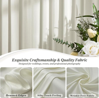 30 ft x 10 ft Wrinkle Free Beige Backdrop Curtain - Image 2