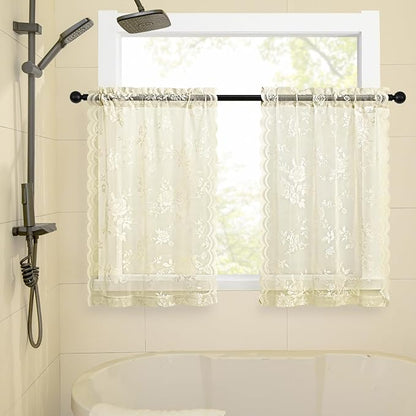 SEEKRIGHT Ivory Kitchen Cafe Curtains - Image 3
