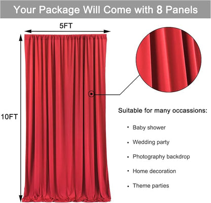 40ft x 10ft Wrinkle Free Red Backdrop Curtains - Image 5