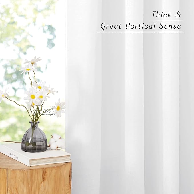 NICETOWN Linen White Curtains 96 inches Long - Image 5