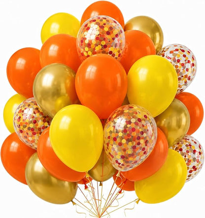 Fall Balloons 12 Inch Thanksgiving Burnt Orange Gold Confetti Balloons Set | by Togvu