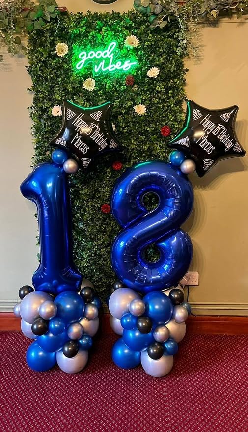 NightBlue Number 8 Balloon 40 Inch, 8th Birthday Decorations Men Women | Foil - Image 4