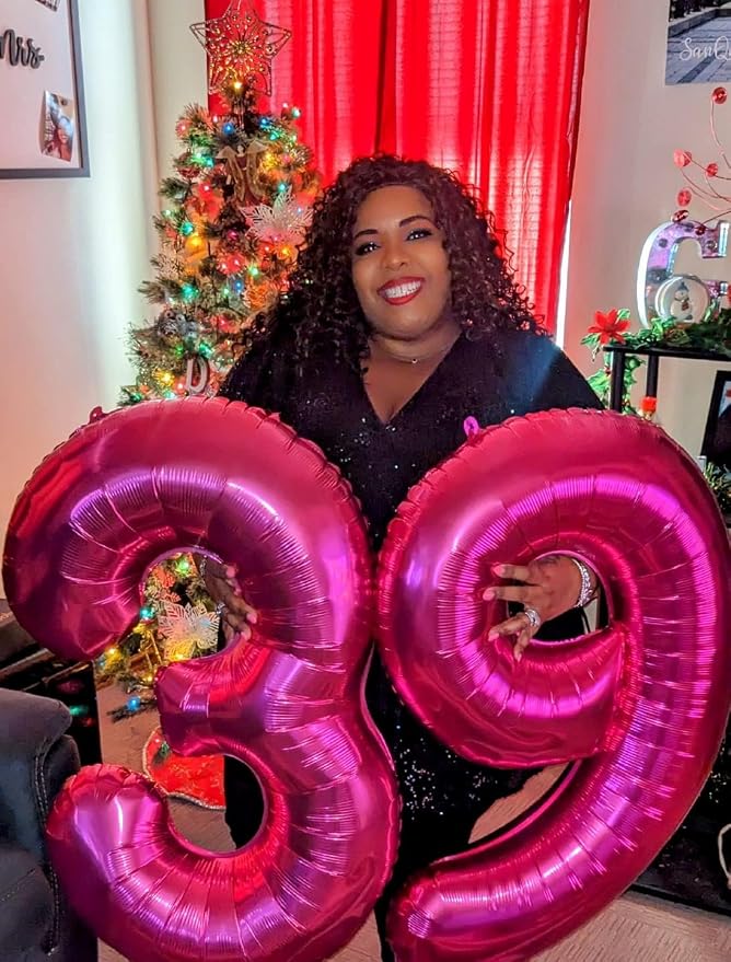 4 Balloon Number 40 Inch Hot Pink Balloons - Image 3