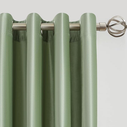 BULBUL Velvet Sage Green Blackout Curtains 90 inch Long - Image 2