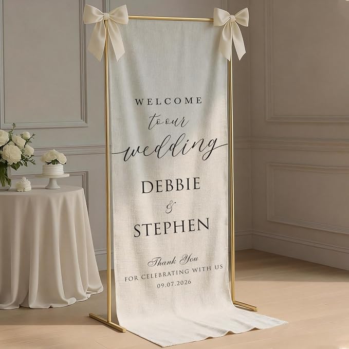 Personalized Wedding Welcome Sign Banner – Custom Couple Names & Date, Elegant - Image 3