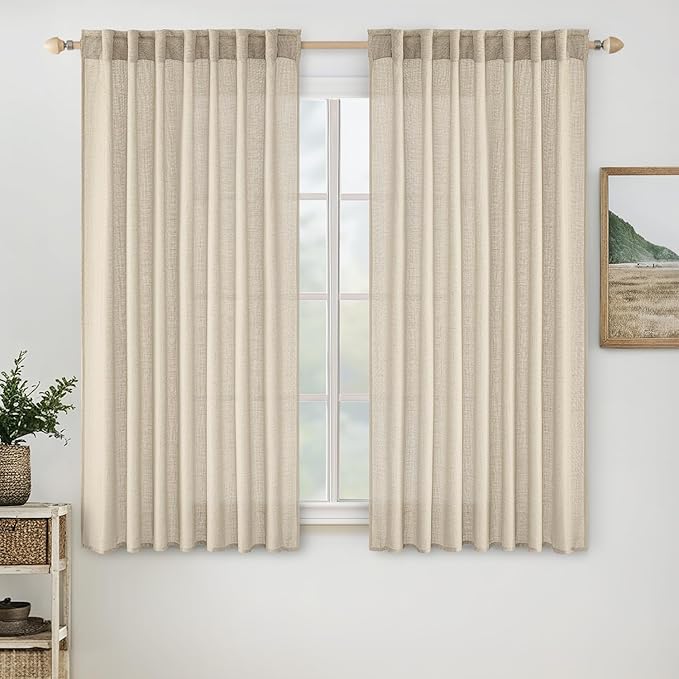 MIULEE Linen Curtains 52x54 Inch Length 2 Panels by MIULEE