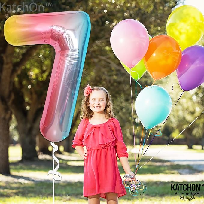 KatchOn Rainbow Number 7 Balloon 40 Inch | 7th Birthday Balloon - Image 6