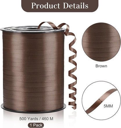 Brown Curling Ribbon, 500 Yards, 1/5 Inch | - Image 2