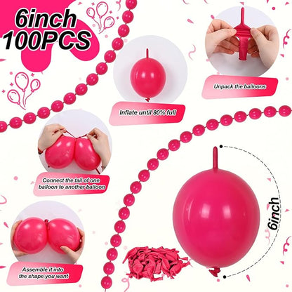 Hot Pink Linking Balloons, Fuschia Tails Balloon - Image 2