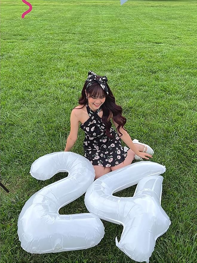 7 Balloon Numbers Birthday Decorations, 40In White Balloons - Image 3