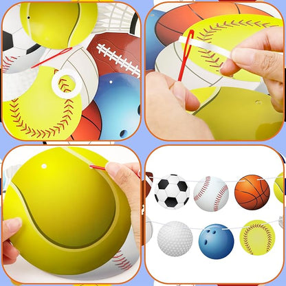 Hooqict Sports Themed Party Decorations Happy Birthday Banner Baseball Football - Image 8