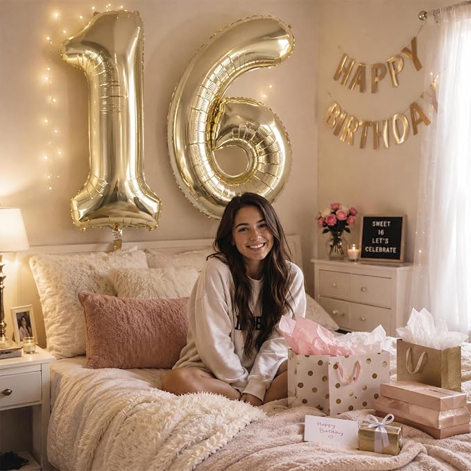 Champagne Gold 18th Birthday Balloons Number 18, 40 Inch Large Foil 1 & 8 - Image 5
