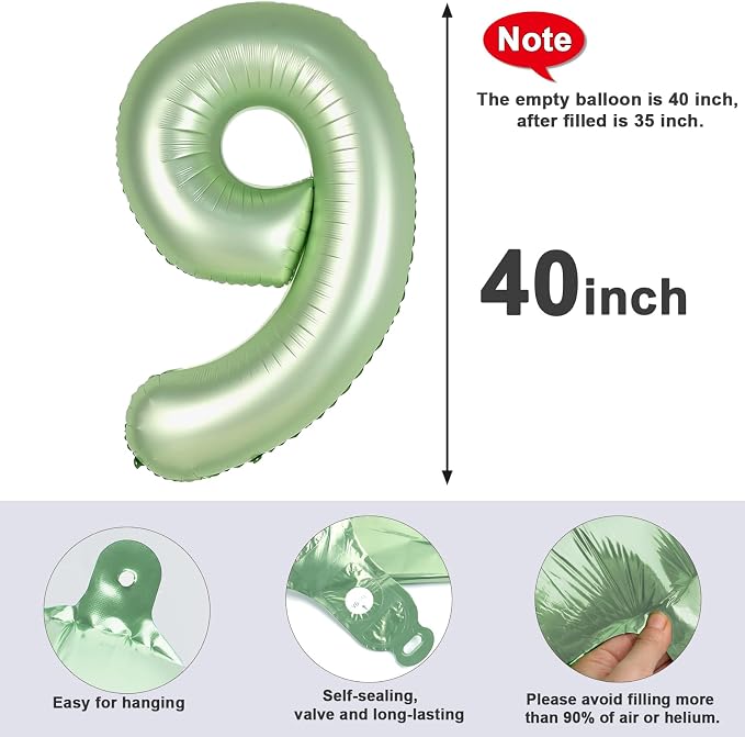 9 Balloon Number 40 Inch Olive Green Balloons - Image 5