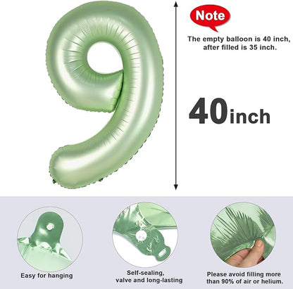 40 Inch Number 9 Balloon, Olive Green Birthday Decorations - Image 6