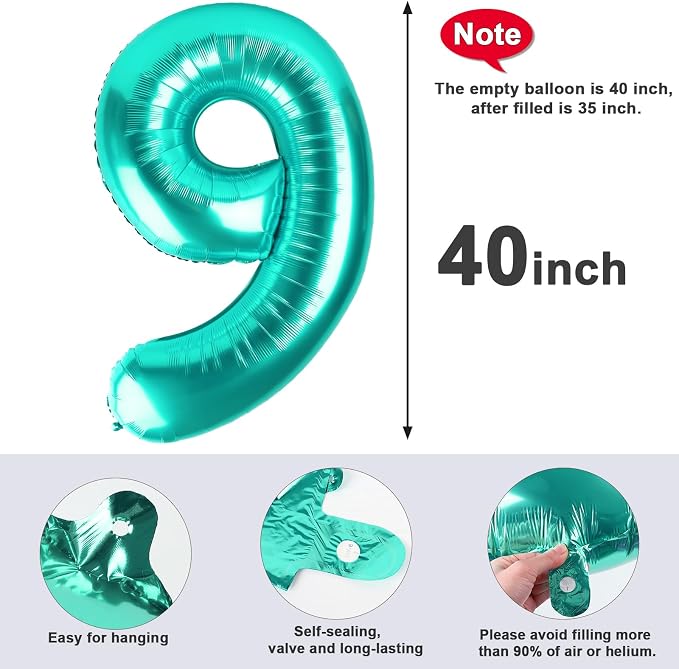 Number 9 Balloons 40 Inch for 9 19 Birthday Party Decorations, - Image 6