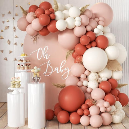 MEBAY Orange Pink Blush White Balloon Garland Arch Kit by MEBAY