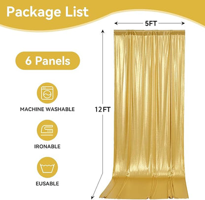 30x12ft Glitter Gold Backdrop Curtains, Sequin Curtains Wrinkle Free Polyester - Image 6