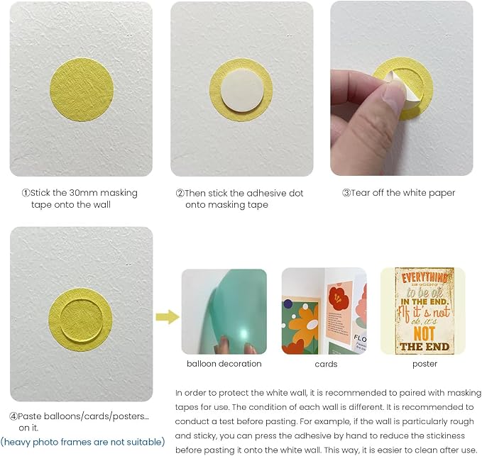 120Pcs Clear Adhesive Dots & Masking Tapes, 20mm/0.79" Sticky Double Sided Dots - Image 4
