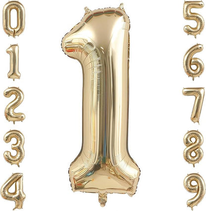 Champagne Gold 1 Balloon Number, 40 Inch Light Gold 1 Balloons Big Foil Mylar by BBPOOL