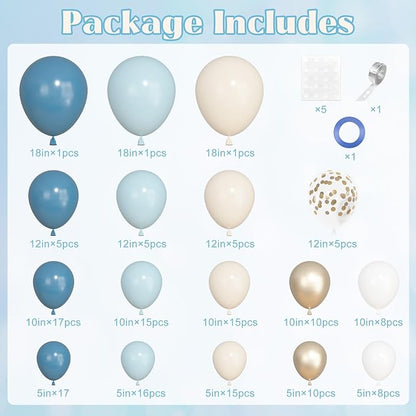 157Pcs Dusty Blue Balloons Garland Arch Kit Different Size | Fog Pastel Slate - Image 3