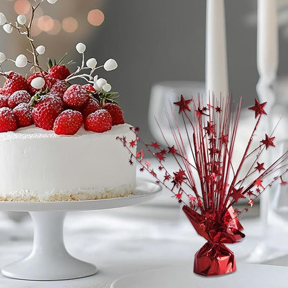 12 Pack Metallic Red Foil Spray Centerpieces Stars Brust Table Centerpieces - Image 2