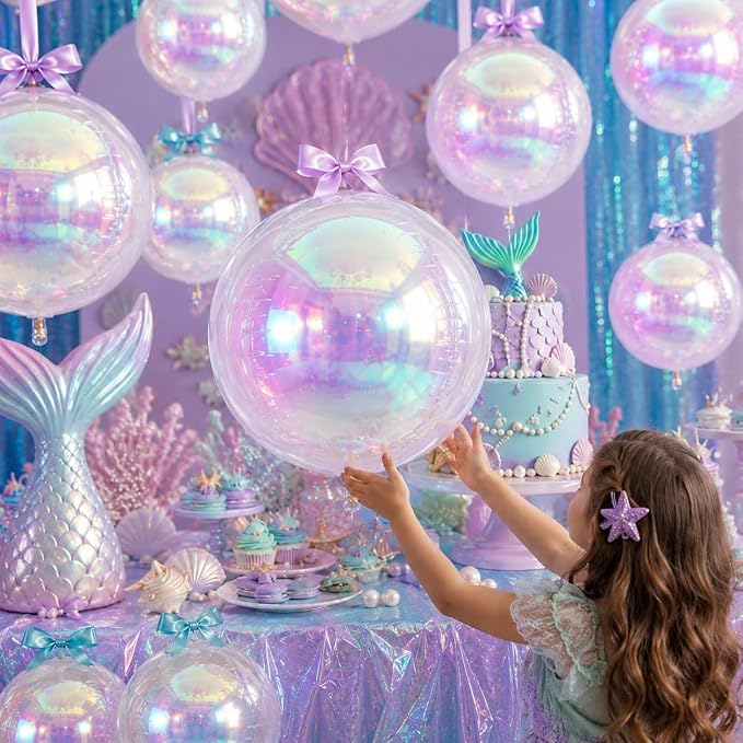 12Pcs Iridescent Round Foil Balloons, Holographic Balloons - Image 3