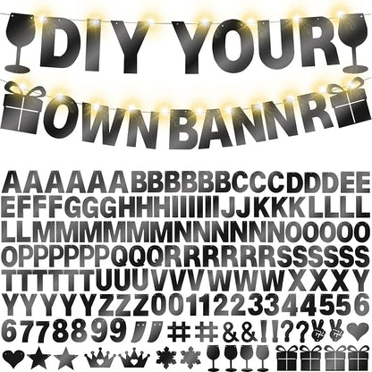 175Pcs DIY Glitter Customizable Banner Kit Happy Birthday Custom Letters Banner by WELITTCON