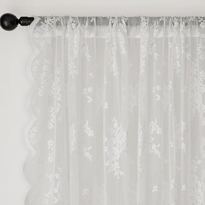 Anmao Vintage Lace Curtains 90 Inches Long 2 Panels, Romantic Elegant Light - Image 5