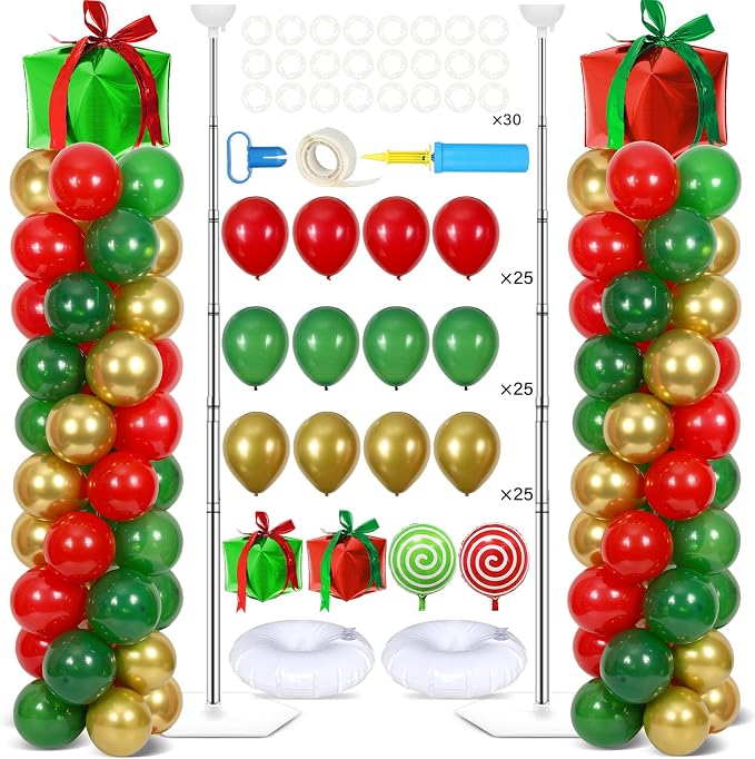 2 Sets Christmas Party Balloon Column Stand Kit by Naozinebi