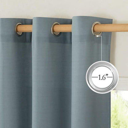 NICETOWN Linen Flax Semi Sheer Curtains 92" Length, Grommet Window Treatments - Image 5