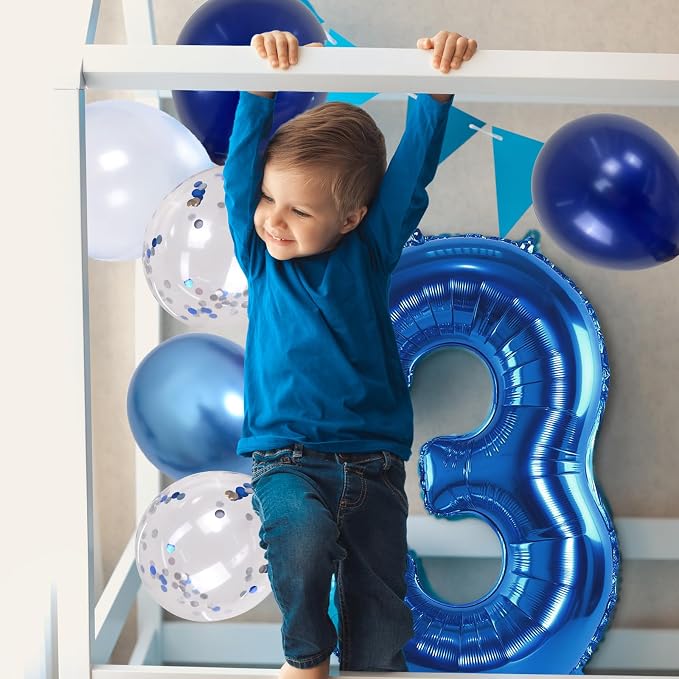 Navy Blue 3rd Birthday Balloon - Image 4