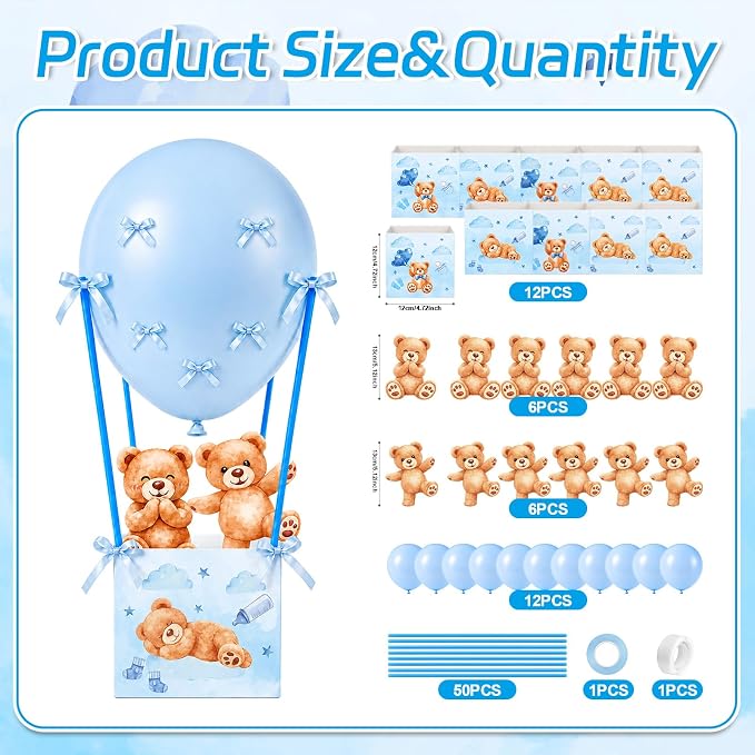 Cinrobiye 12 Sets Teddy Bear Baby Shower Centerpieces - Image 2