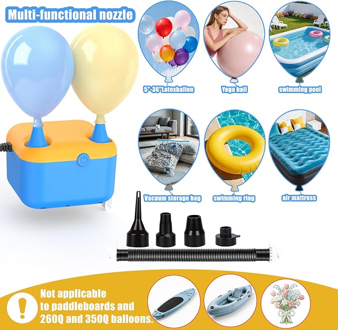 Electric Balloon Pump, 6 in1 Balloon Air Pump Fast Balloons Inflator | - Image 5