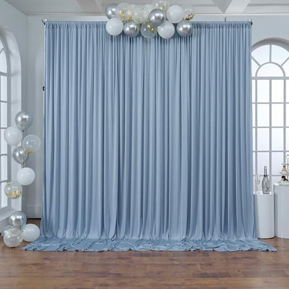 30 ft x 10 ft Wrinkle Free Dusty Blue Backdrop Curtain - Image 9