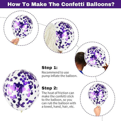 Purple and Black Balloons, 12 Inch Metallic Purple Black Party Balloons - Image 7