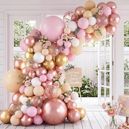 RUBFAC Rose Gold Balloons Garland Arch Kit, Latex Party Balloons Different by RUBFAC