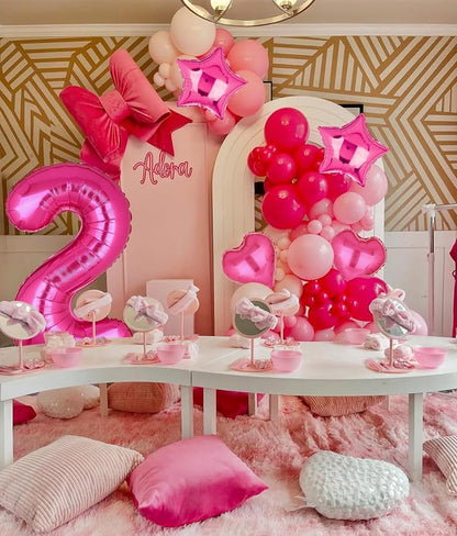 40 Inch Number Balloons Hot Pink 2 Cowgirl Pink 2nd Birthday Decor 9Pcs | Large - Image 3